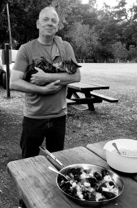 Photographer and cat B&W